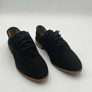 Susina Oxfords Women's Size 7 M Black Suede Textired Lace Up‎ Block Heel Shoes
